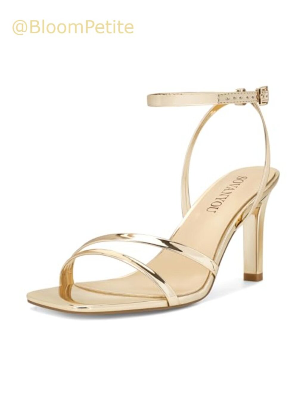 SOVANYOU Women's Square Open Toe Strappy High Heel Sandals Ankle Strap
